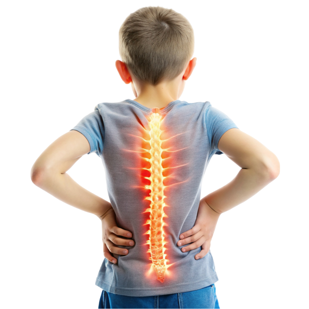 pokazanie jak wygląda skolioza u dziecka
